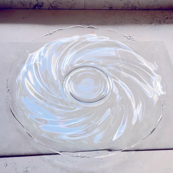 Vintage Sandwich Platter Oversized 14” Heisey Glass Company Waverly Pattern EUC - Picture 1 of 7